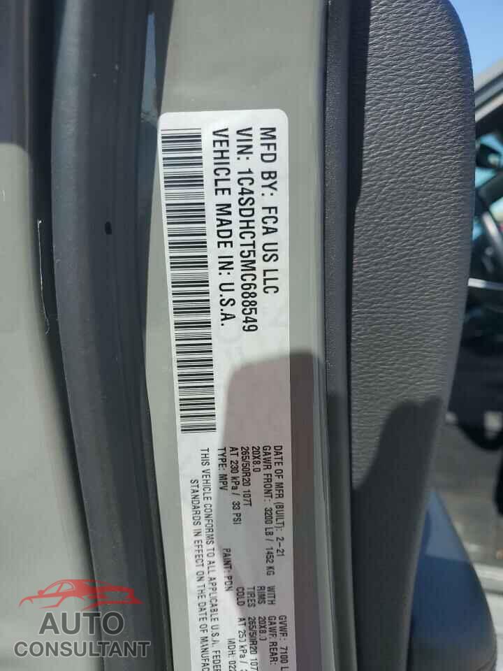 DODGE DURANGO 2021 - 1C4SDHCT5MC688549