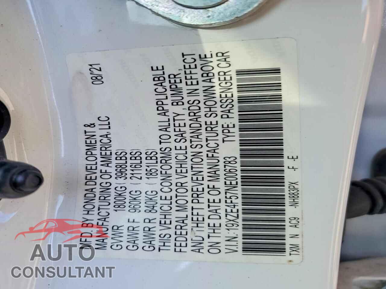 HONDA INSIGHT 2022 - 19XZE4F57NE006783