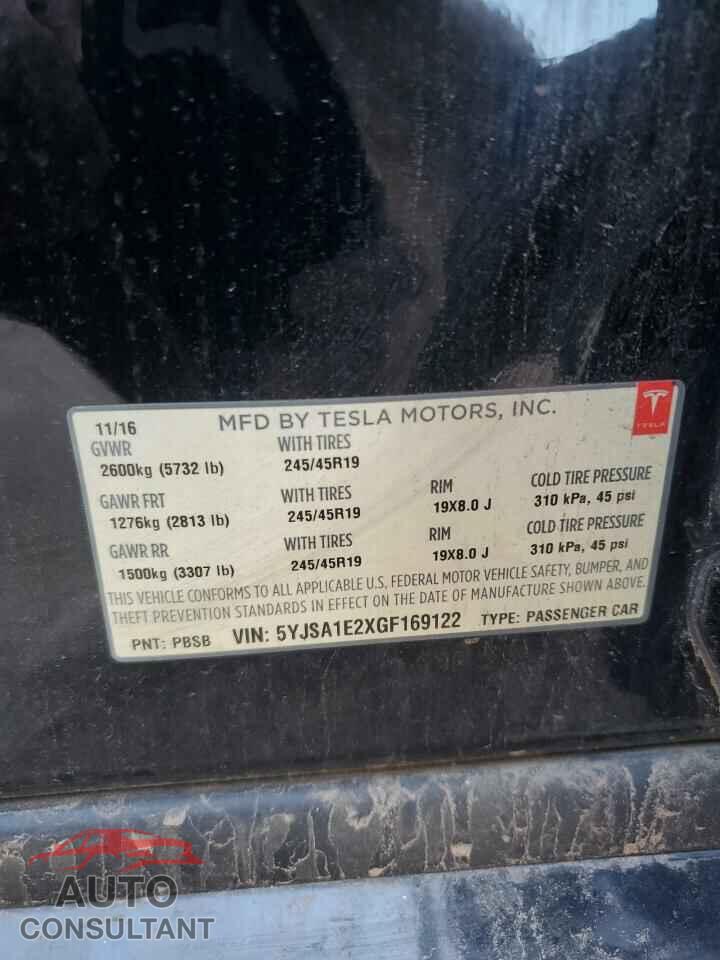 TESLA MODEL S 2016 - 5YJSA1E2XGF169122