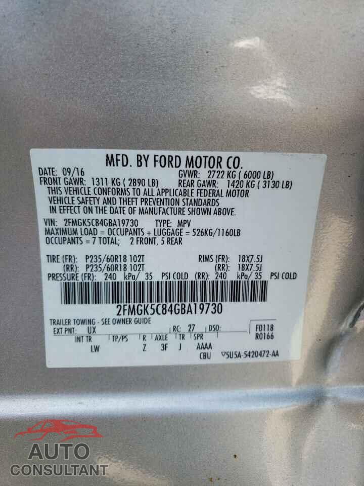 FORD FLEX 2016 - 2FMGK5C84GBA19730