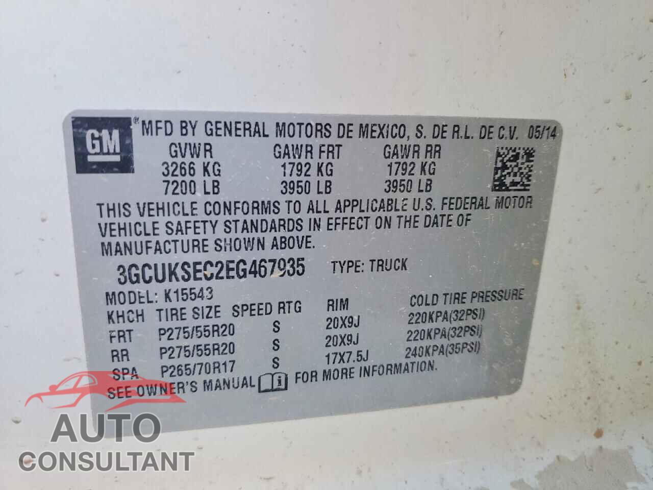 CHEVROLET SILVERADO 2014 - 3GCUKSEC2EG467935