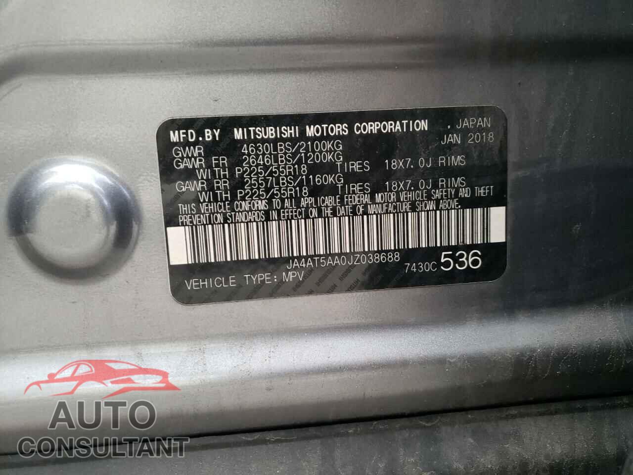 MITSUBISHI ECLIPSE 2018 - JA4AT5AA0JZ038688