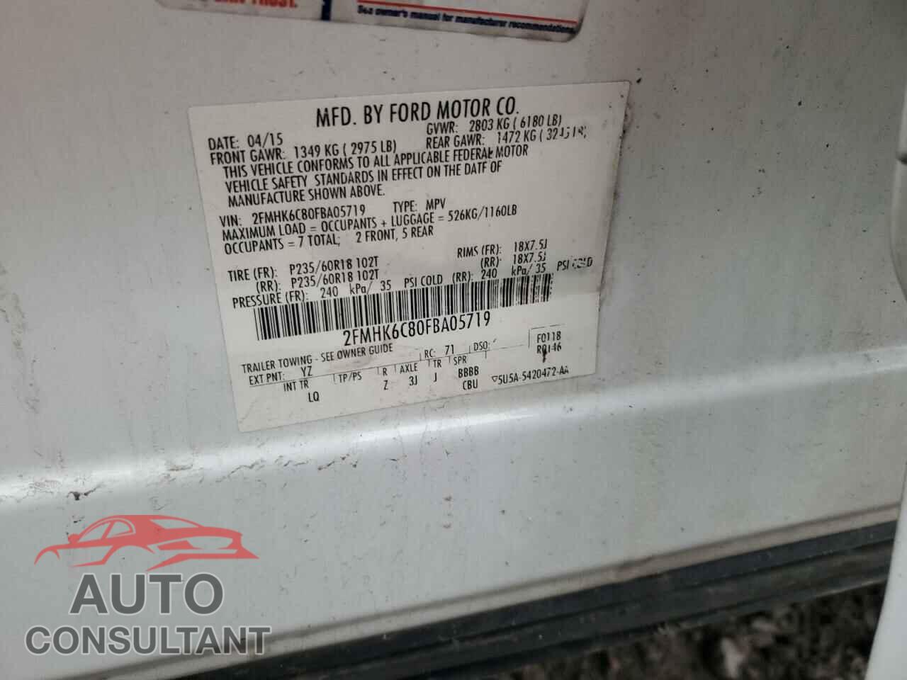 FORD FLEX 2015 - 2FMHK6C80FBA05719