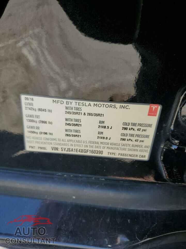 TESLA MODEL S 2016 - 5YJSA1E4XGF160390