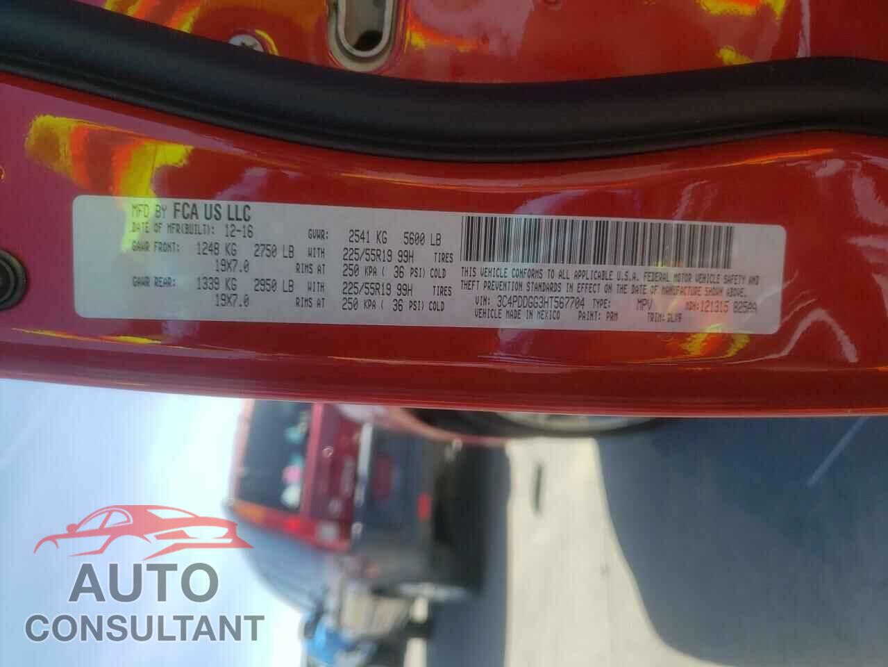 DODGE JOURNEY 2017 - 3C4PDDGG3HT567704