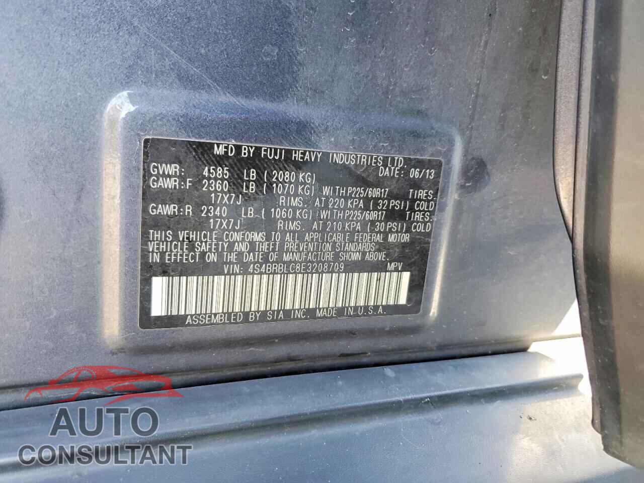 SUBARU OUTBACK 2014 - 4S4BRBLC8E3208709