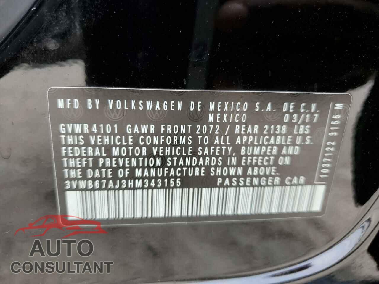 VOLKSWAGEN JETTA 2017 - 3VWB67AJ3HM343155