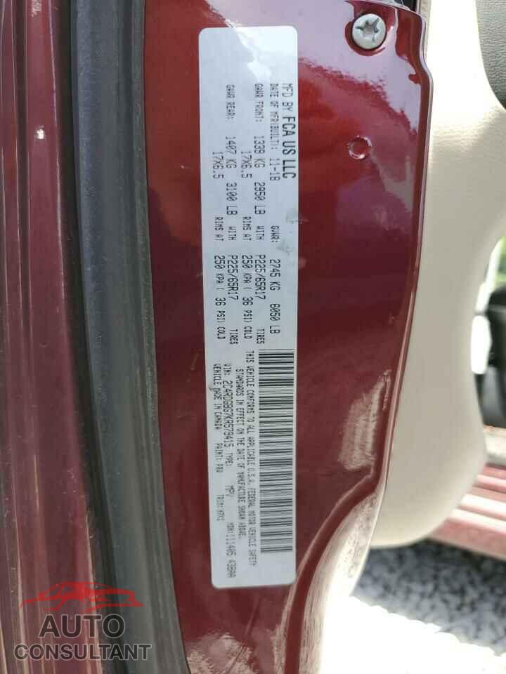 DODGE GRAND CARA 2019 - 2C4RDGBG7KR579415