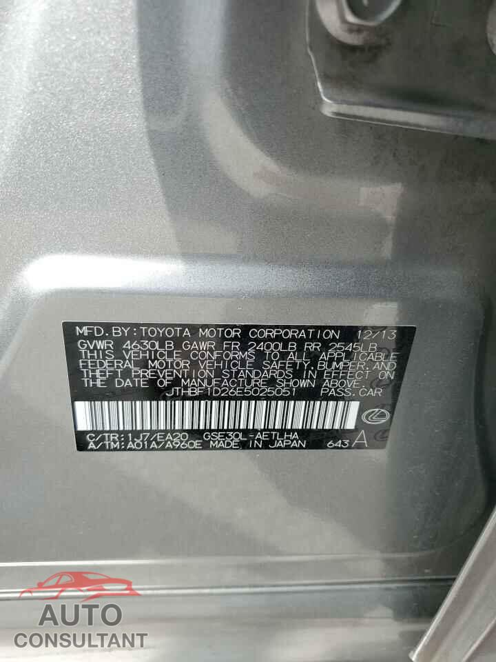 LEXUS IS 2014 - JTHBF1D26E5025051