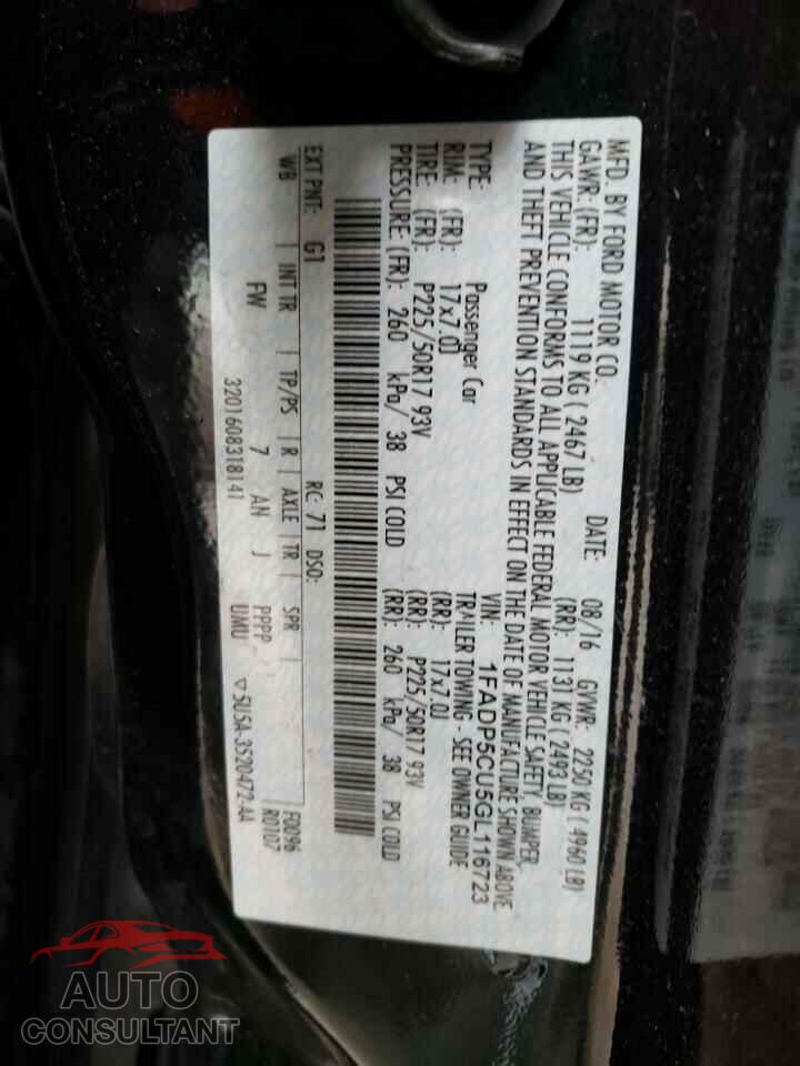 FORD CMAX 2016 - 1FADP5CU5GL116723