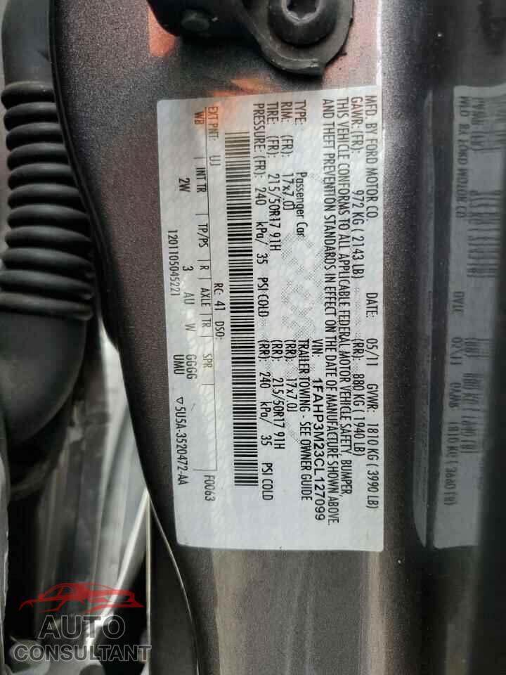 FORD FOCUS 2012 - 1FAHP3M23CL127099