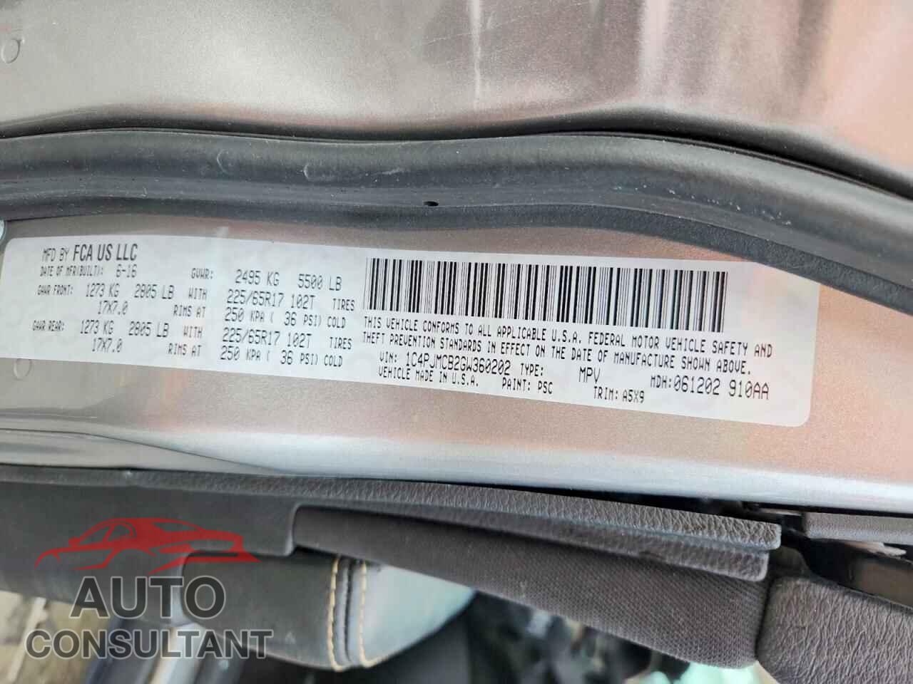 JEEP CHEROKEE 2016 - 1C4PJMCB2GW360202