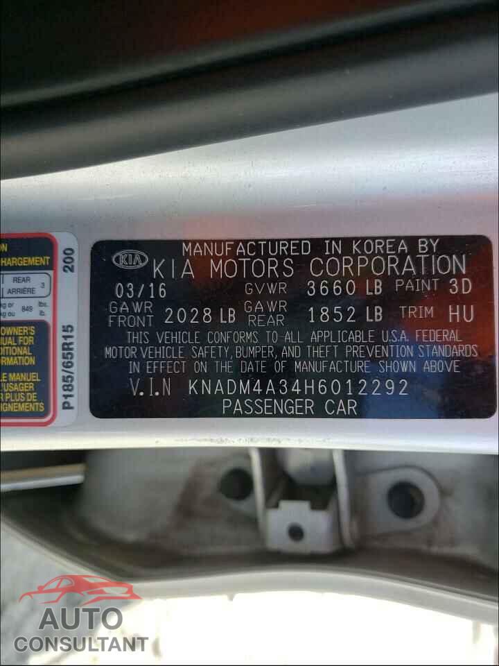 KIA RIO 2017 - KNADM4A34H6012292