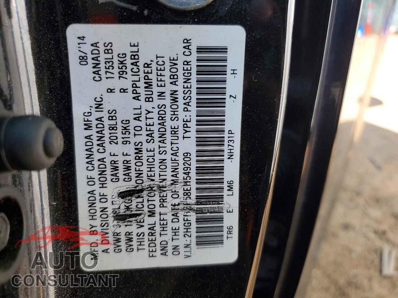 HONDA CIVIC 2014 - 2HGFB2F58EH549209