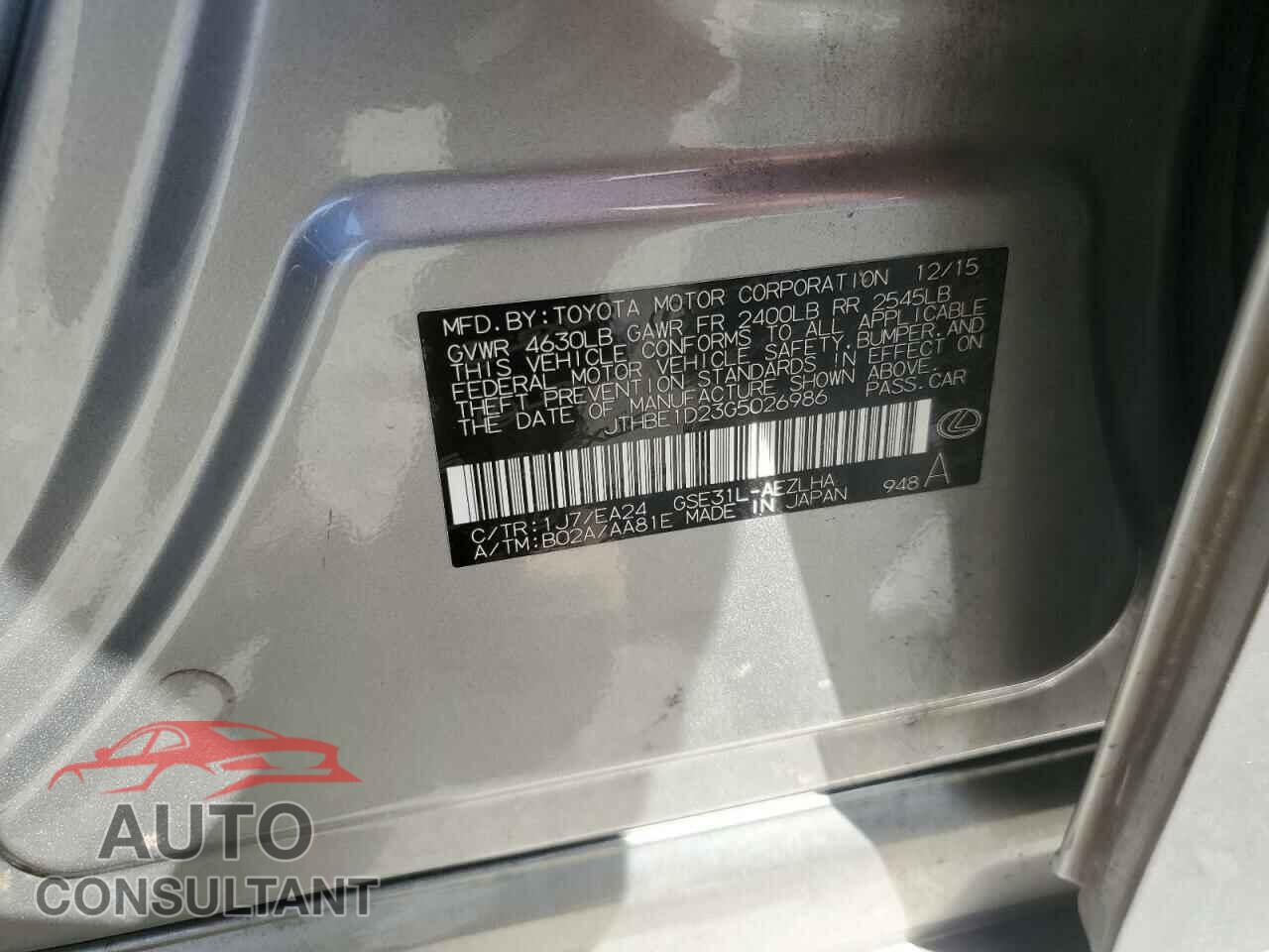LEXUS IS 2016 - JTHBE1D23G5026986