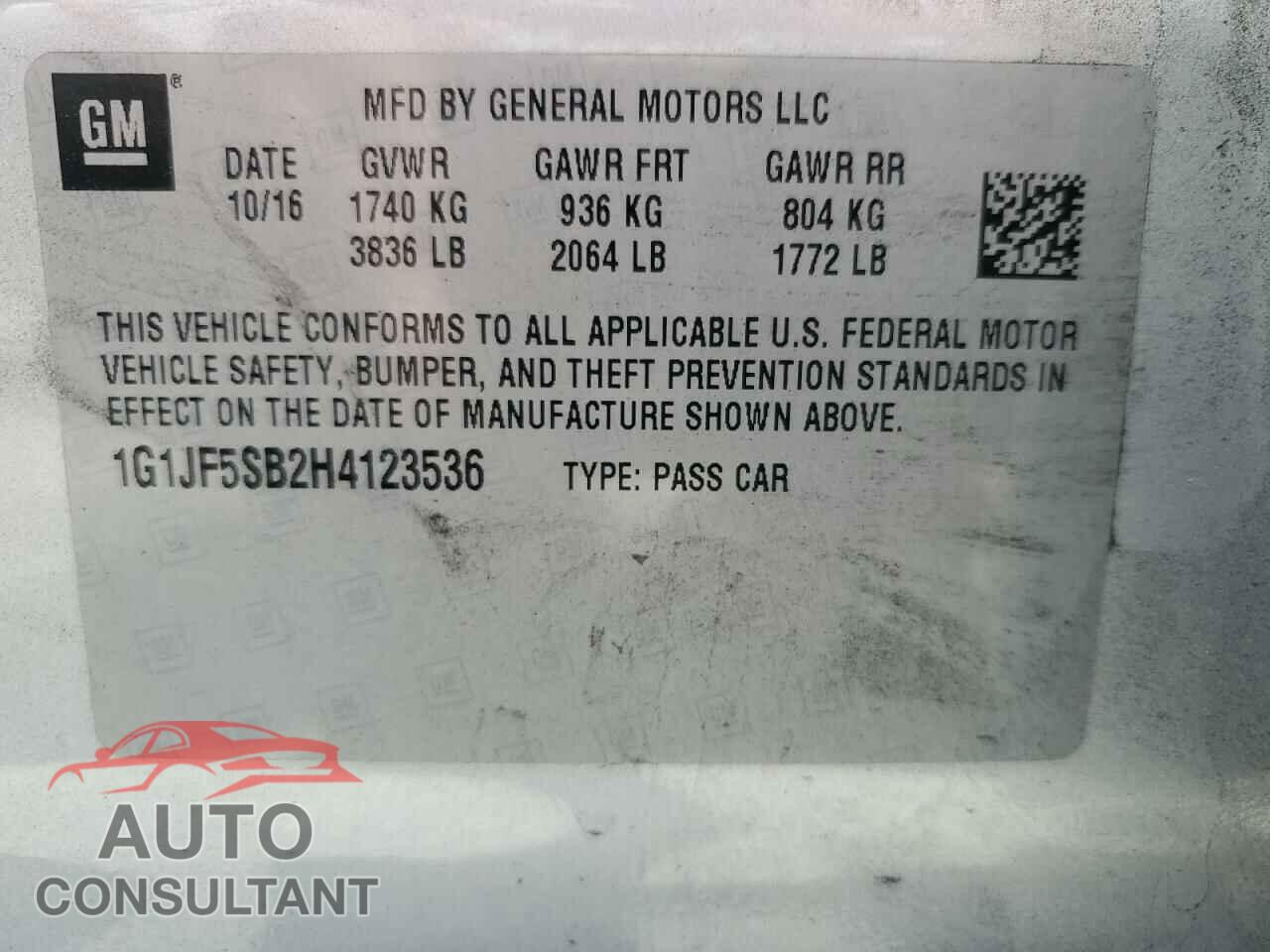CHEVROLET SONIC 2017 - 1G1JF5SB2H4123536