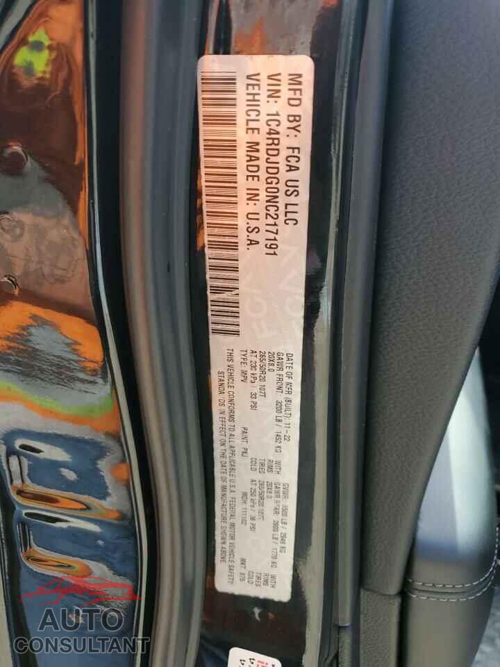DODGE DURANGO 2022 - 1C4RDJDG0NC217191
