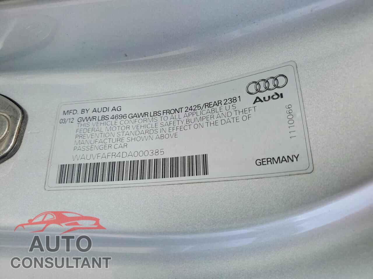 AUDI A5 2013 - WAUVFAFR4DA000385