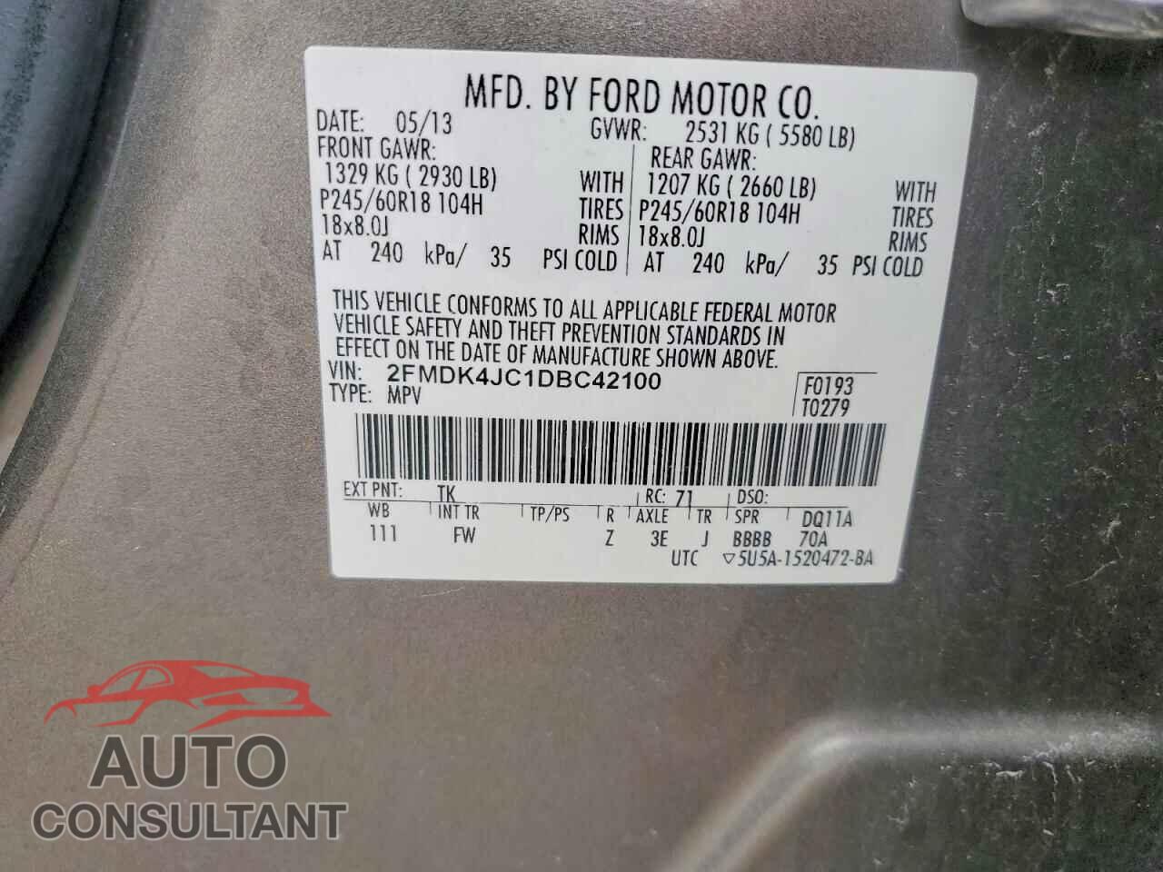 FORD EDGE 2013 - 2FMDK4JC1DBC42100