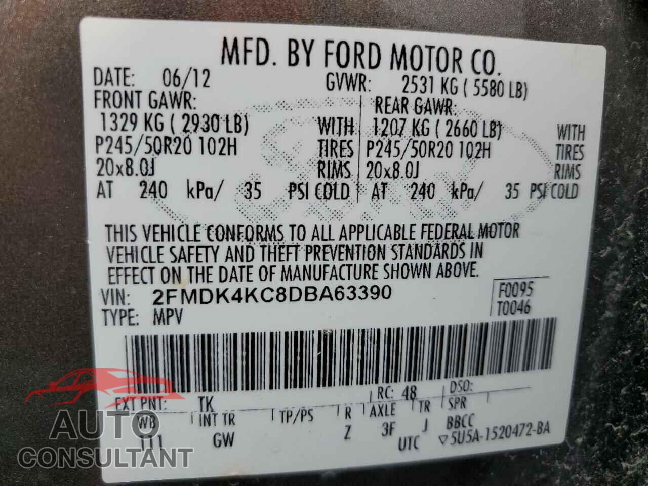 FORD EDGE 2013 - 2FMDK4KC8DBA63390