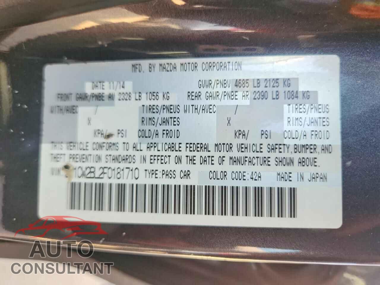 MAZDA 5 2015 - JM1CW2BL2F0181710