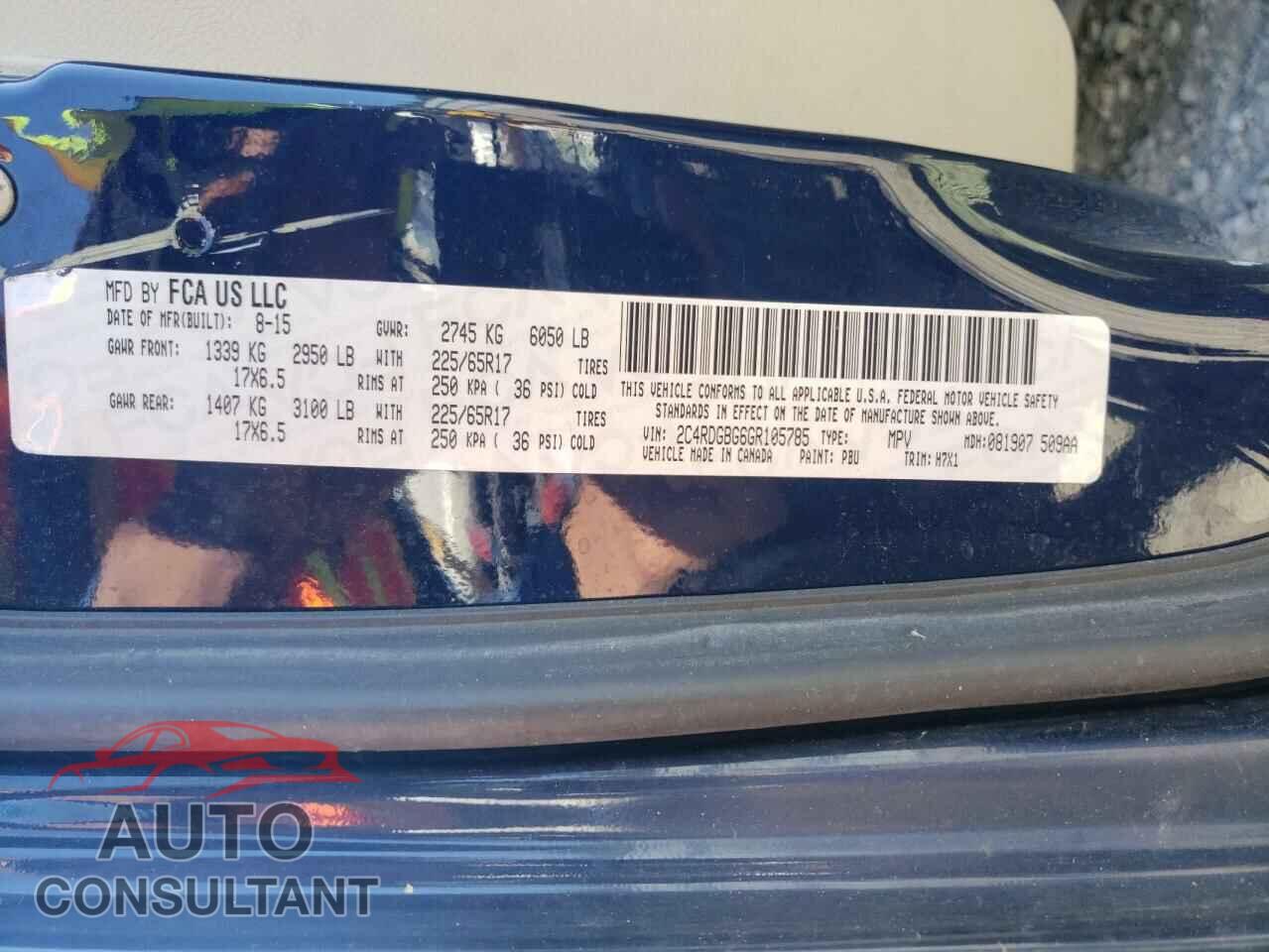 DODGE CARAVAN 2016 - 2C4RDGBG6GR105785