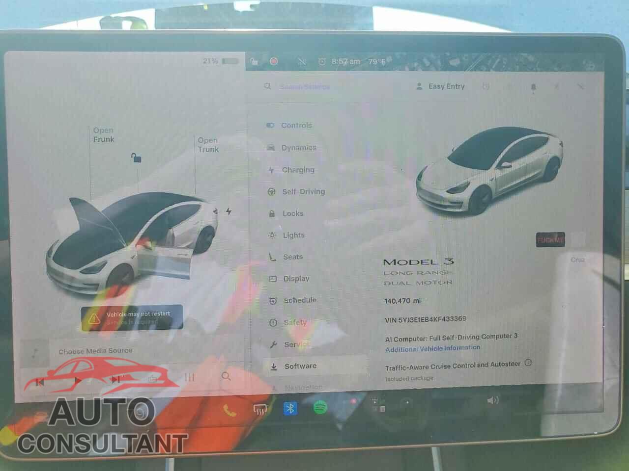 TESLA MODEL 3 2019 - 5YJ3E1EB4KF433369