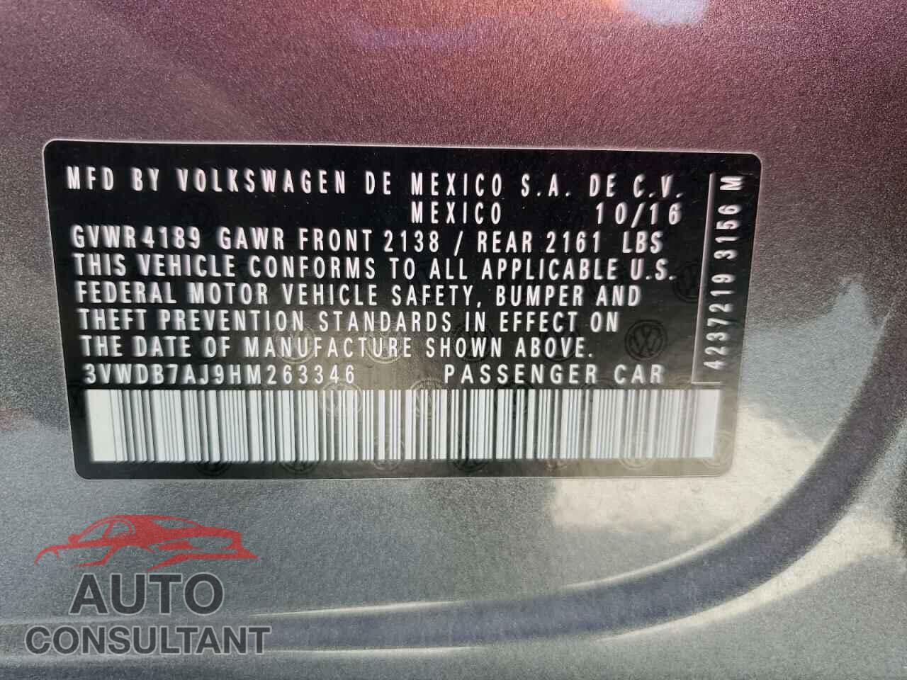 VOLKSWAGEN JETTA 2017 - 3VWDB7AJ9HM263346