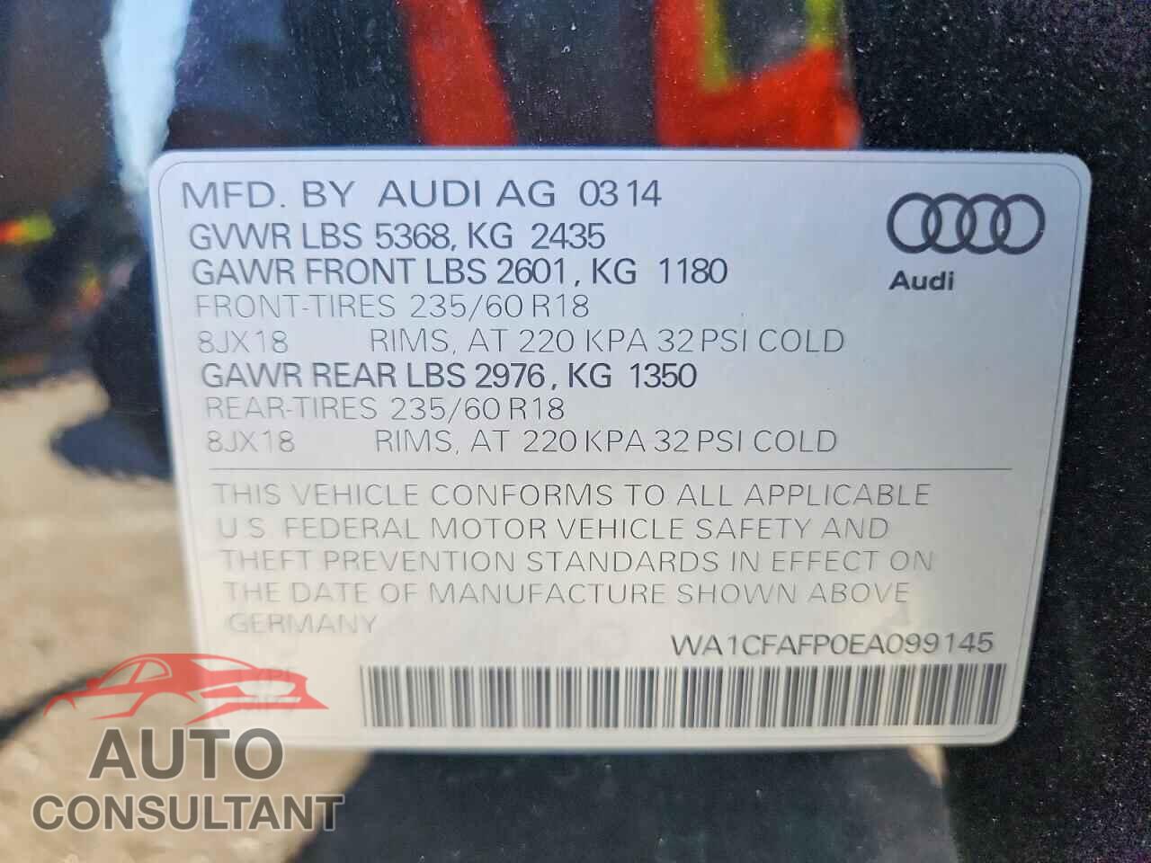 AUDI Q5 2014 - WA1CFAFP0EA099145