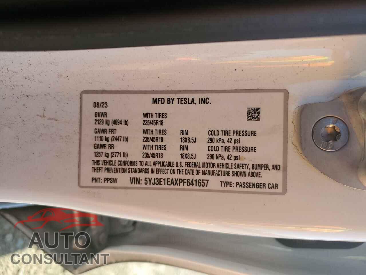TESLA MODEL 3 2023 - 5YJ3E1EAXPF641657