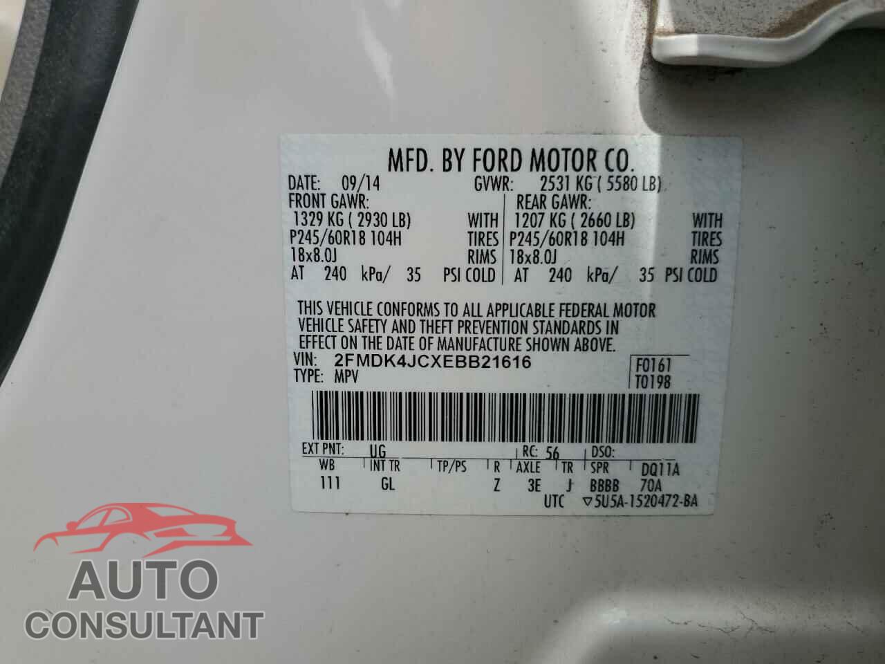 FORD EDGE 2014 - 2FMDK4JCXEBB21616