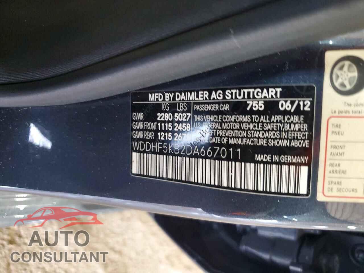 MERCEDES-BENZ E-CLASS 2013 - WDDHF5KB2DA667011