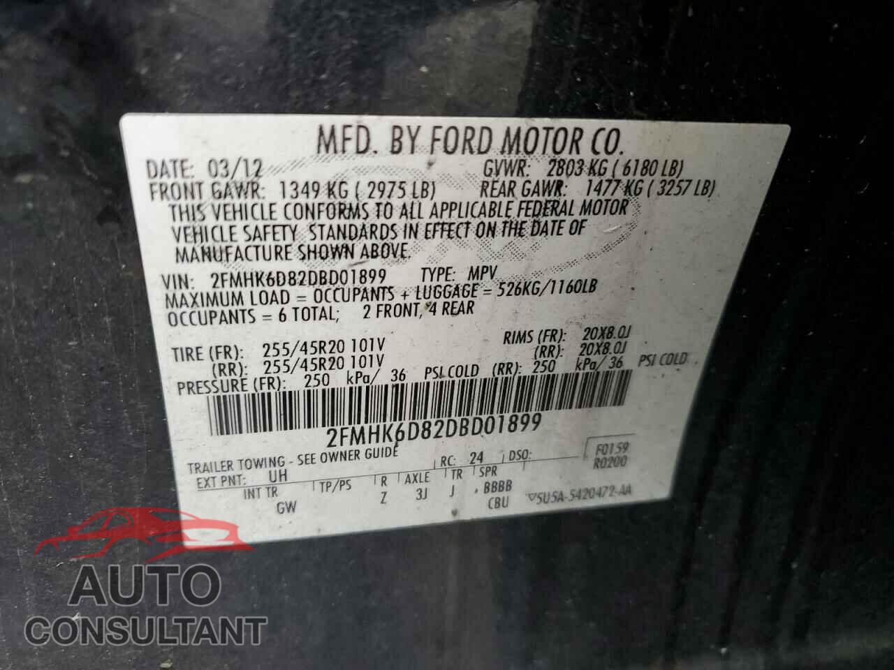 FORD FLEX 2013 - 2FMHK6D82DBD01899