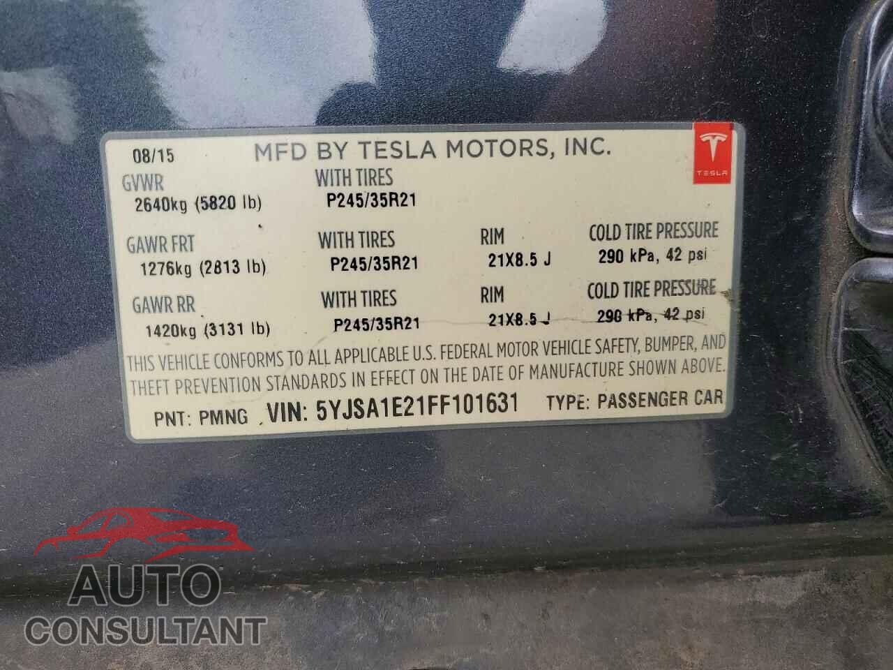 TESLA MODEL S 2015 - 5YJSA1E21FF101631