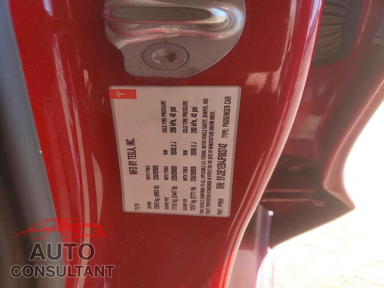 TESLA MODEL 3 2018 - 5YJ3E1EB4JF083742