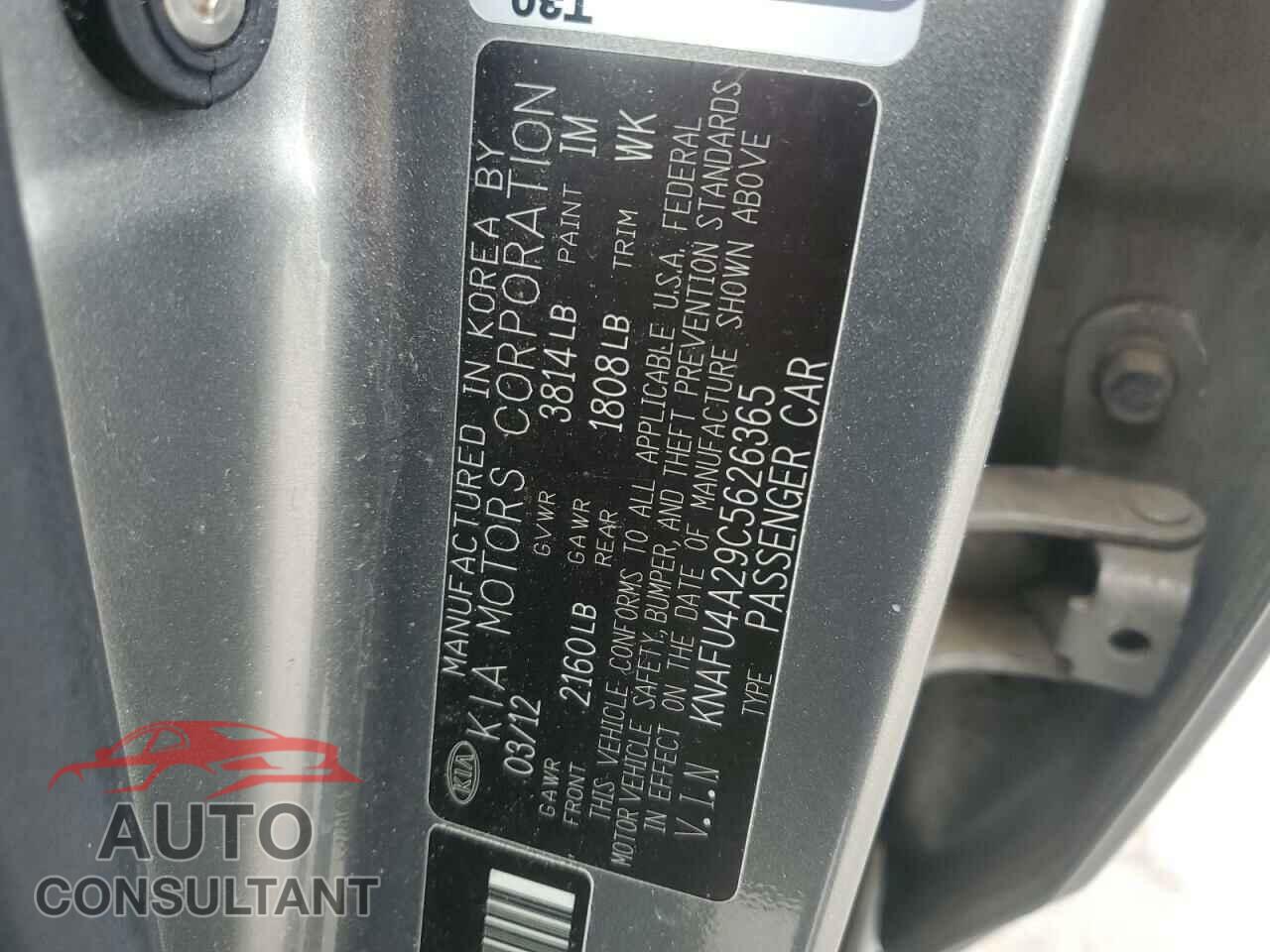 KIA FORTE 2012 - KNAFU4A29C5626365