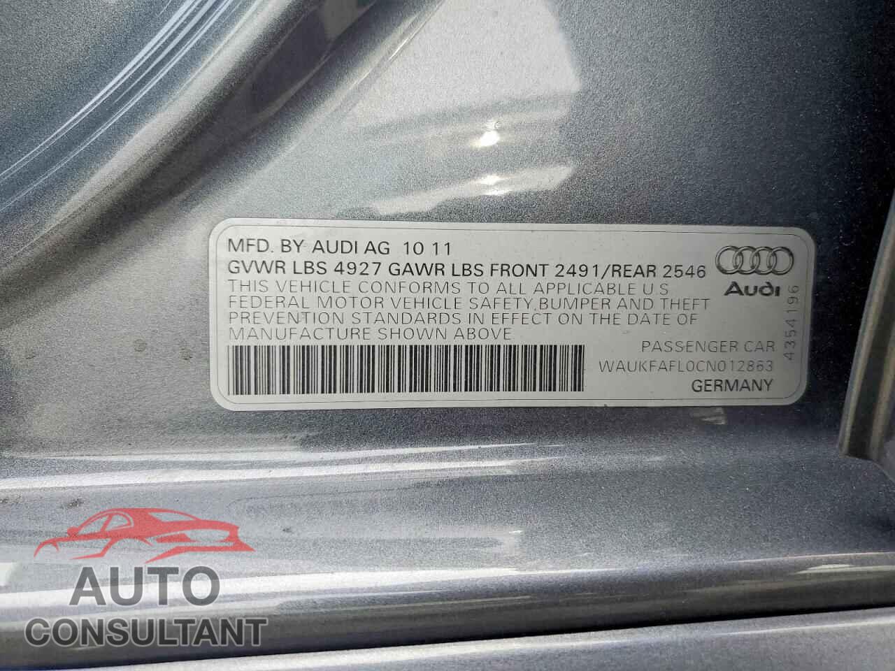AUDI A4 2012 - WAUKFAFL0CN012863