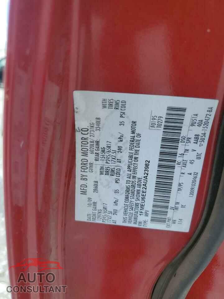 FORD EXPLORER 2010 - 1FMEU6EE2AUA23982