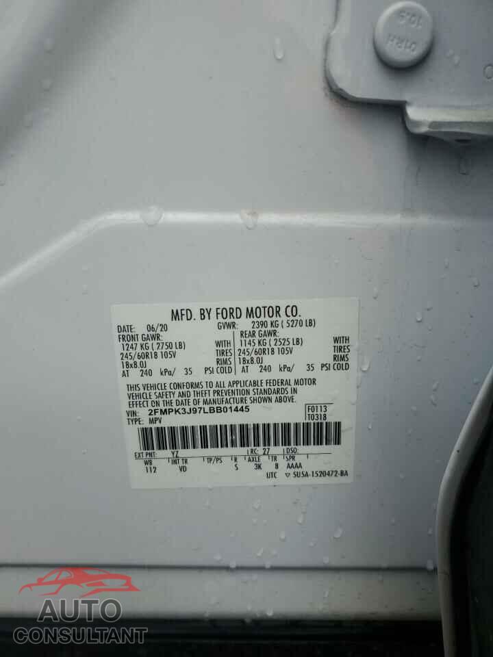 FORD EDGE 2020 - 2FMPK3J97LBB01445