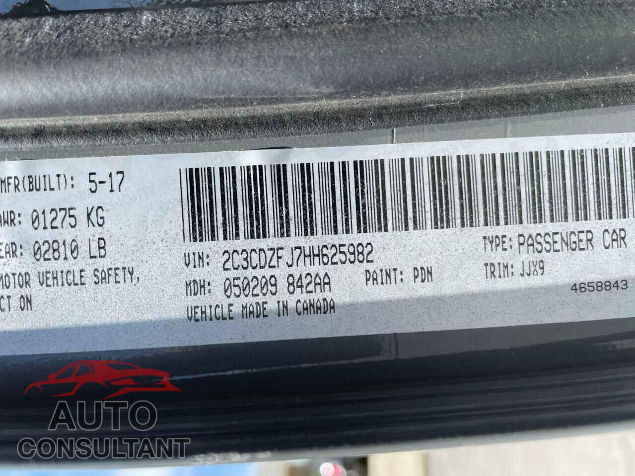 DODGE CHALLENGER 2017 - 2C3CDZFJ7HH625982