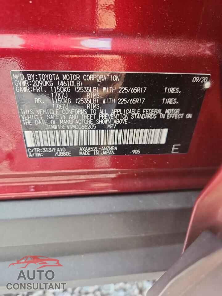 TOYOTA RAV4 2021 - JTMW1RFV9MD066205