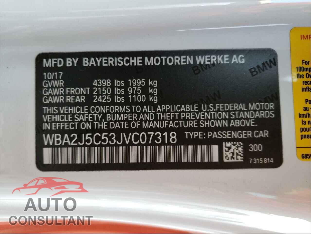 BMW M2 2018 - WBA2J5C53JVC07318