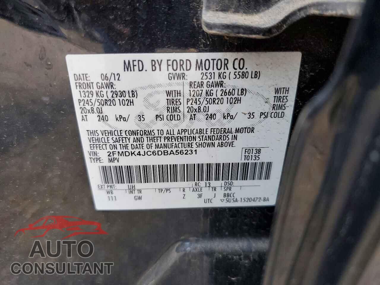 FORD EDGE 2013 - 2FMDK4JC6DBA56231