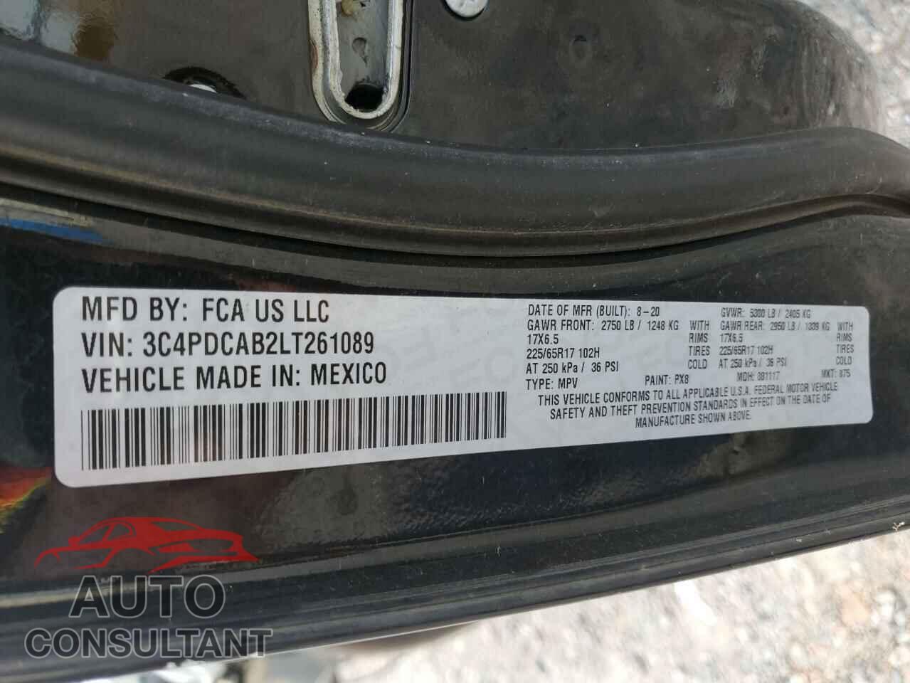 DODGE JOURNEY 2020 - 3C4PDCAB2LT261089