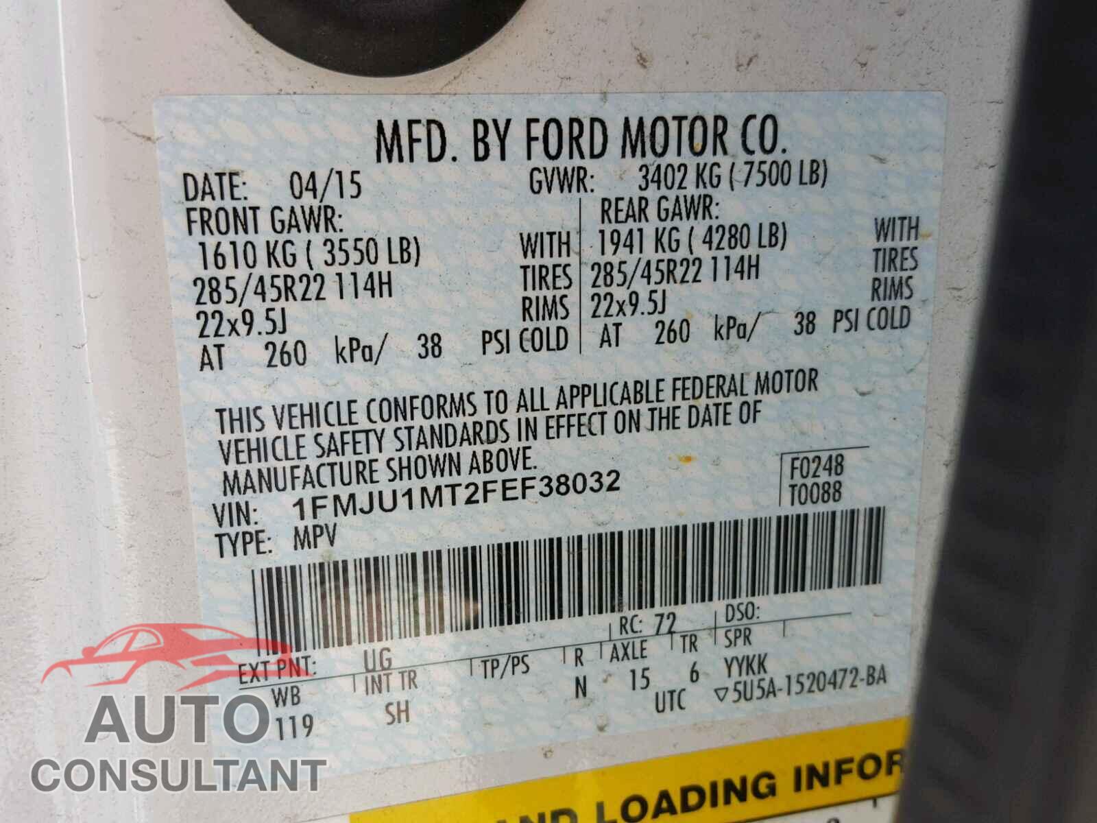 FORD EXPEDITION 2015 - 1FMJU1MT2FEF38032
