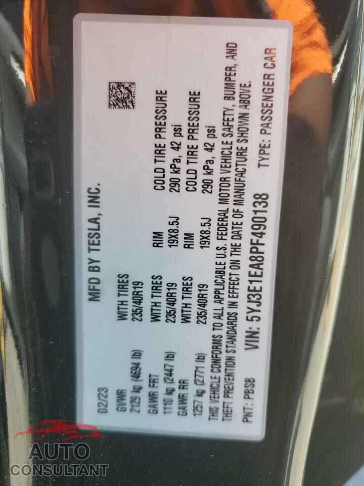 TESLA MODEL 3 2023 - 5YJ3E1EA8PF490138