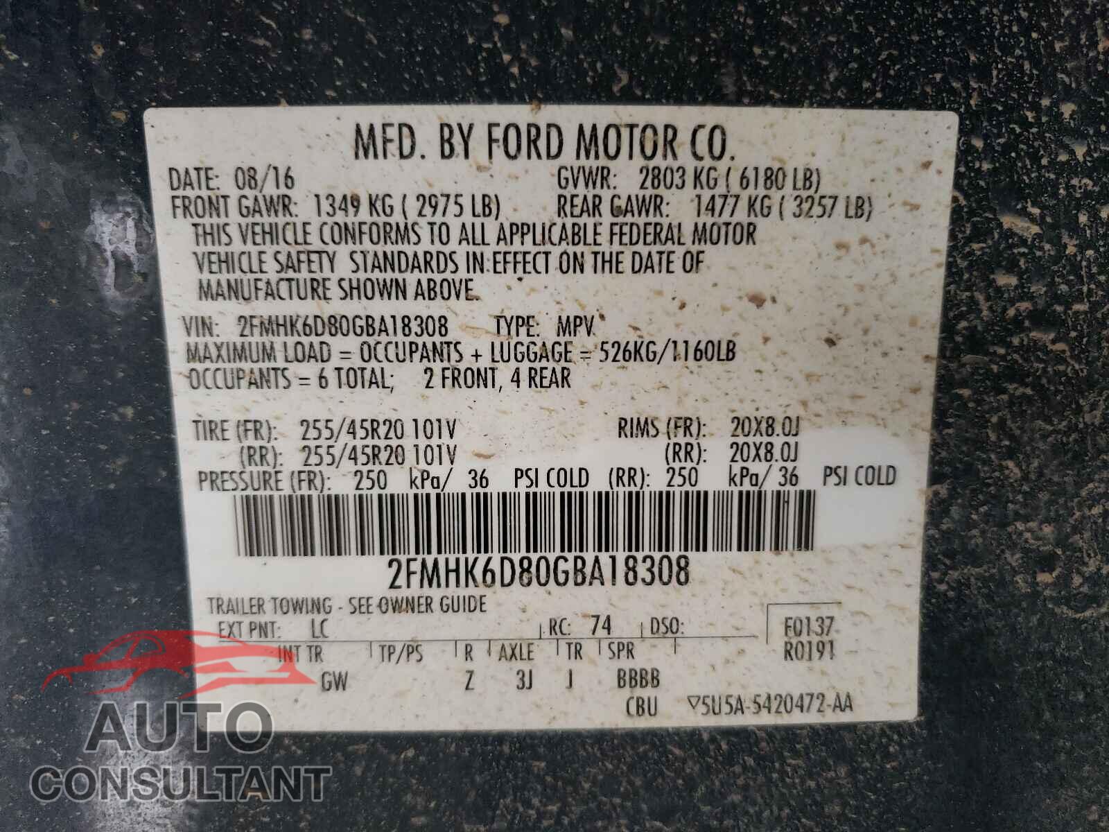 FORD FLEX 2016 - 2FMHK6D80GBA18308