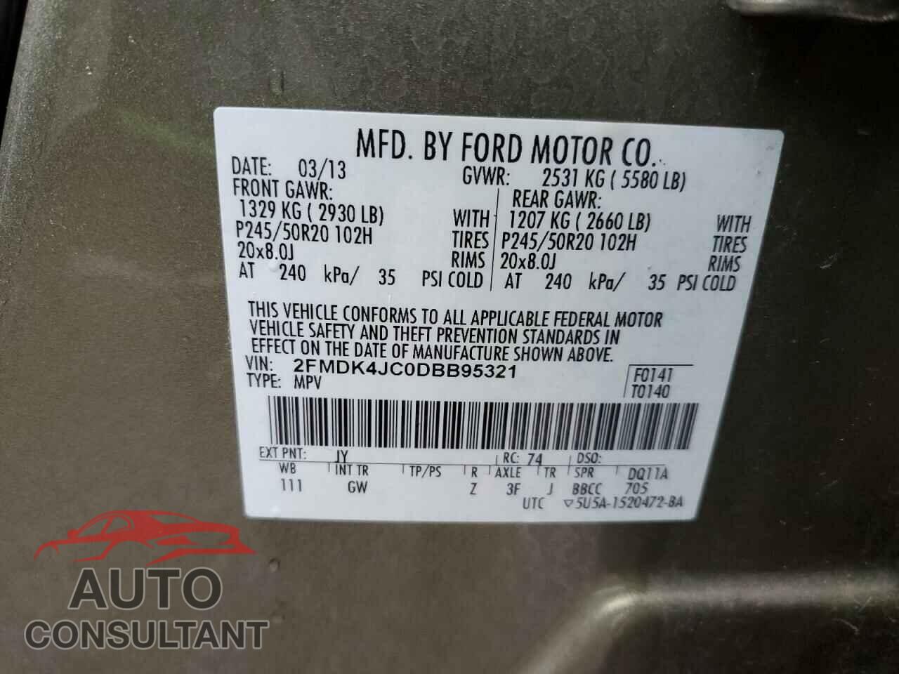 FORD EDGE 2013 - 2FMDK4JC0DBB95321