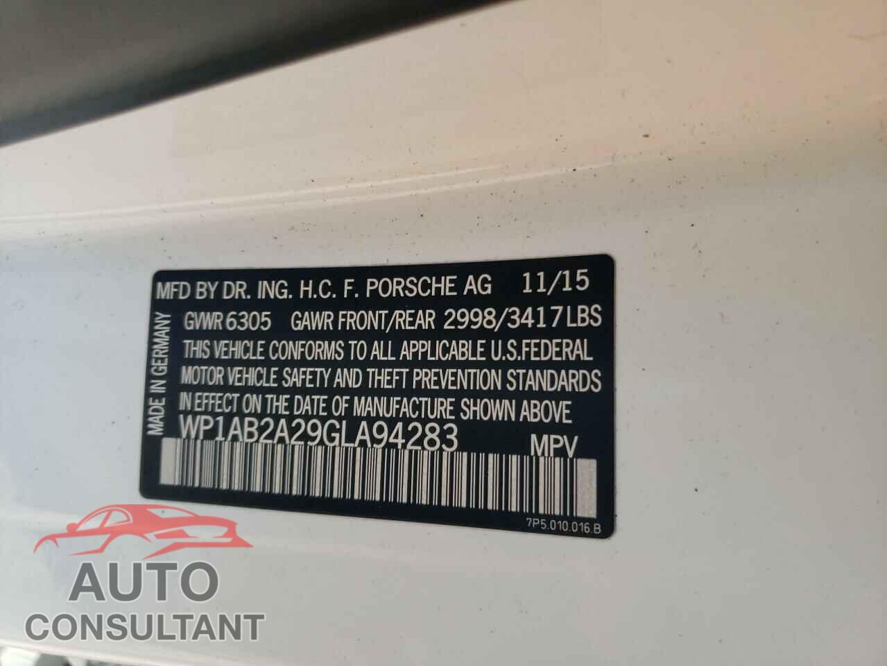 PORSCHE CAYENNE 2016 - WP1AB2A29GLA94283