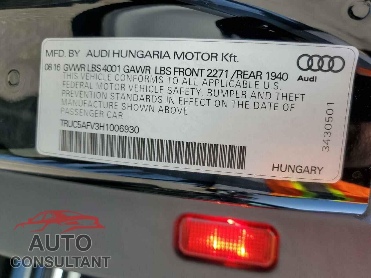 AUDI TT 2017 - TRUC5AFV3H1006930